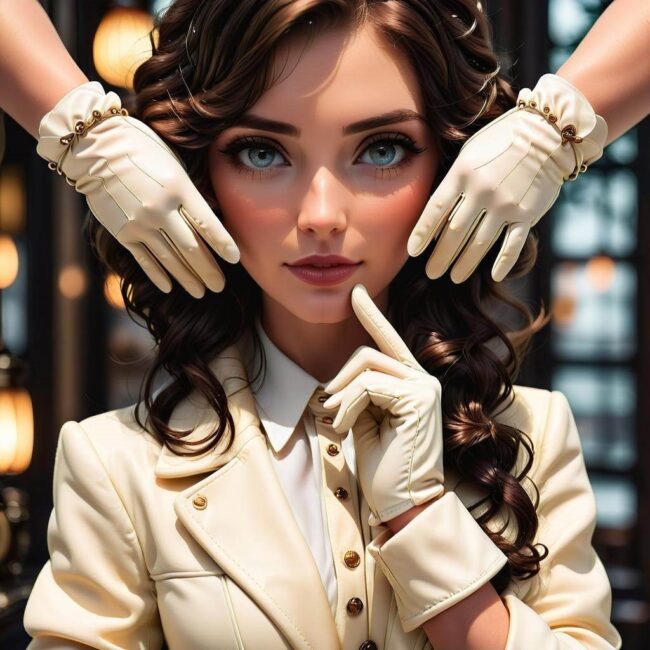 Kremowe rękawiczki z ekoskóry