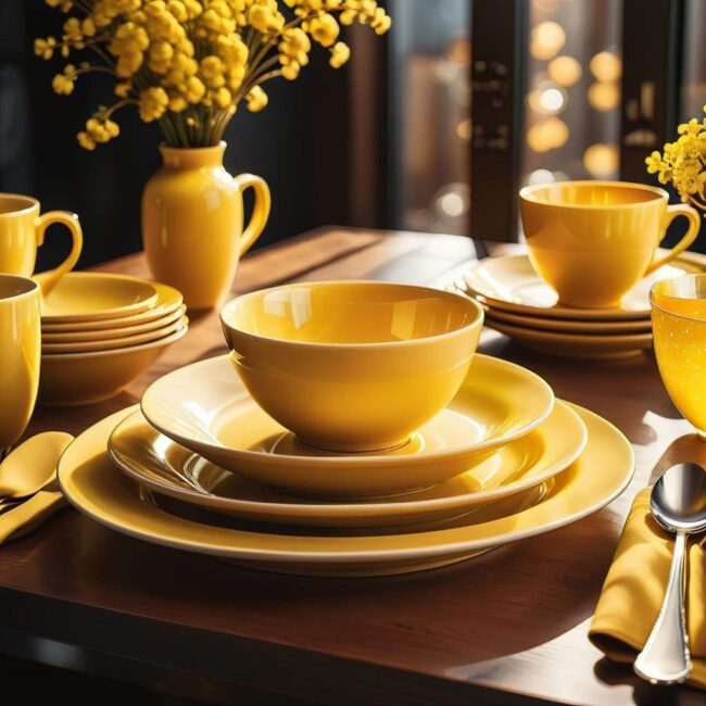 Zestaw obiadowy w kolorze słonecznego żółtego